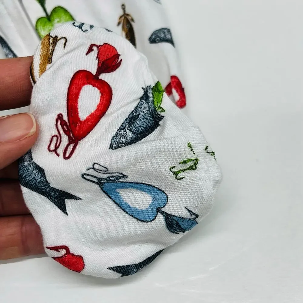 NWT Magnolia Baby 9M Good Catch! Green Printed Zipper Footie